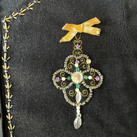 Designers Originals Women Long Sleeve Button Down Knit Cardigan size M, Black - Picture 6 of 8